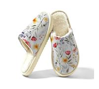 Spring Flower - Pantofole da donna in memory foam con foglie floreali, Multi, 40/40.5 EU