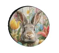 Spring Flowers Colorful Easter Eggs Funny Bunny Copriruota per Auto Antipolvere Coperchio Ruota di Scorta Impermeabile Copriruota Auto di Scorta per Truck SUV RV 17inch