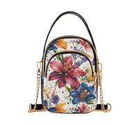 Spring Flowers Lily Delphinium Borsa a tracolla alla moda bianca con tasche multiple per le mamme