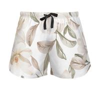 Spring Flowers Magnolia White Women's Lounge Shorts Pajama Bottoms Yoga Sports Elastic Waist Drawstring,XL