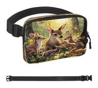 Spring Forest, marsupio con cervo per donne e uomini, borsa a tracolla con tasche con cerniera, marsupio impermeabile con cinturino regolabile per allenamento, corsa, viaggi, escursionismo,