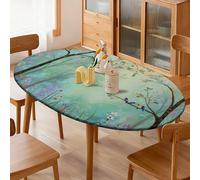 Spring Forest - Tovaglia ovale con bordo elastico, impermeabile, per sala da pranzo, feste di nozze, 127 x 167 cm
