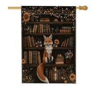 Spring Fox - Bandiera per la casa, 71 x 101 cm, double-face, decorativa, per esterni, libreria con fiori, bandiera per la casa, per esterni, piccola bandiera da giardino