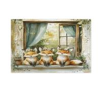 Spring Fox Puzzle per adulti 10000 pezzi, puzzle in legno con piante in vaso da finestra, divertenti decorazioni stampate per feste di intrattenimento