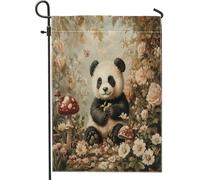 Spring Fun - Bandiere da giardino a forma di panda, 30,5 x 45,7 cm, double face, decorazione per esterni, bandiera vintage con animali selvatici, bandiera per casa, piccola bandiera retrò per esterni