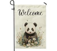 Spring Fun - Bandiere da giardino a forma di panda, 30,5 x 45,7 cm, double-face, per esterni, decorazione per esterni, motivo: fiori di campo disegnati a mano, bandiera per casa, piccola bandiera per