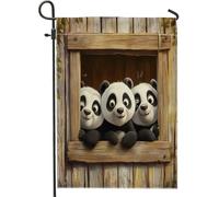 Spring Fun - Bandiere da giardino a forma di panda, 30,5 x 45,7 cm, double face, per esterni, decorazione rustica, in legno, per casa, cortile, casa, casa, animali all'aperto, piccola bandiera da