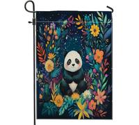 Spring Fun - Bandiere da giardino a forma di panda, 30,5 x 45,7 cm, per esterni, pittura a olio, motivo floreale, verticale, per casa, cortile, cortile, prato, decorazione per esterni