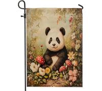 Spring Fun - Bandiere da giardino a forma di panda, 30,5 x 45,7 cm, per esterni, stile vintage, con animali selvatici, bandiere verticali standard in lino per casa, cortile, cortile, prato