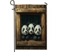 Spring Fun - Bandiere da giardino a forma di panda, 30 x 45 cm, per esterni, rustiche, in legno, standard, verticali, in lino, per casa, cortile, cortile, prato, decorazione per esterni