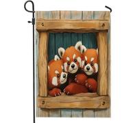 Spring Fun - Bandiere da giardino a forma di panda rosso, 30,5 x 45,7 cm, double face, per esterni, decorazione rustica, in legno, per casa, cortile, casa, casa, animali all'aperto, piccola bandiera