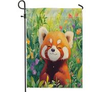 Spring Fun - Bandiere da giardino a forma di panda rosso, 30,5 x 45,7 cm, double face, per esterni, decorazione per esterni, motivo: fiori selvatici ad acquerello, bandiera per la casa, piccola