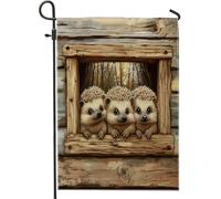 Spring Fun - Bandiere da giardino a forma di riccio, 30,5 x 45,7 cm, double face, per esterni, decorazione rustica, in legno, per casa, cortile, casa, casa, animali all'aperto, piccolo cortile