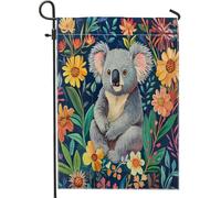 Spring Fun - Bandiere da giardino a koala, 30,5 x 45,7 cm, per esterni, pittura a olio, motivo floreale con animali, bandiere verticali standard in lino per casa, cortile, cortile, prato, decorazione