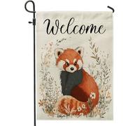 Spring Fun - Bandiere da giardino con panda rosso, 30,5 x 45,7 cm, disegnate a mano, bandiere verticali standard in lino per casa, cortile, cortile, prato, decorazione per esterni