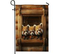 Spring Fun - Bandiere da giardino con panda rosso, 30,5 x 45,7 cm, per esterni, rustiche, in legno, standard, verticali, in lino, per casa, cortile, cortile, prato, decorazione per esterni