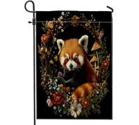 Spring Fun - Bandiere da giardino con panda rosso, 30,5 x 45,7 cm, per esterni, stile vintage, con fiori, standard verticali, in lino, per casa, cortile, cortile, prato, decorazione per esterni