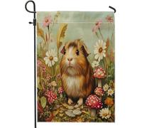 Spring Fun - Bandiere da giardino con porcellini d'India, 30,5 x 45,7 cm, double face, decorazione per esterni, bandiera vintage con animali selvatici, bandiera per casa, piccola bandiera retrò per