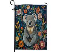 Spring Fun Koala bandiere da giardino 30,5 x 45,7 cm su entrambi i lati per decorazione esterna, pittura a olio floreale animale frontyard tela bandiera casa, fiore all'aperto piccola bandiera prato