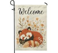 Spring Fun Red Panda Vintage Cartoon Flower Bandiere Resistente Alle Intemperie Bandiera Da Giardino Colore Vivido Bandiere Verticale Per Interno Esterno Decorazione 30X45Cm