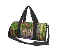 Spring Garden - Borsone rotondo da viaggio, con stampa, borsa da palestra, fitness, allenamento, colore nero, taglia unica, Nero , Taglia unica