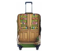 Spring Garden - Copertura elastica per valigie da viaggio, in legno, con stampa, antigraffio, Nero , XL