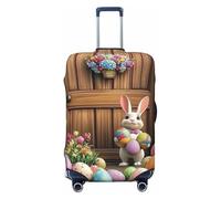 Spring Garden - Copertura elastica per valigie da viaggio, in legno, con stampa, antigraffio, Nero , XL