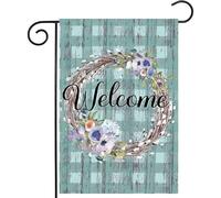 Spring Garden Flag 12x18 pollici Double Sided Benvenuto Ghirlanda floreale Piccolo cortile Bandiera Stagionale Decorazione domestica Fattoria Portico Banner esterno