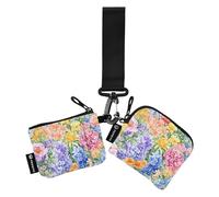 Spring Garden Florals, porta carte da donna, porta carte di credito, sottile, piatto, con tasca con cerniera, per donne e uomini, confezione da 2, Multicolore, 4.13"(L) x 3.5"(W), Accessorio da