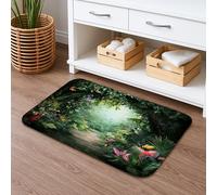 Spring Garden, tappetino da bagno ad asciugatura rapida, motivo floreale vivace e a tema naturale, assorbente, antiscivolo, moderno, in memory foam, lavabile, decorazione per bagno, WC, 40,6 x 61 cm