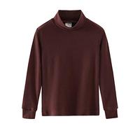 Spring&Gege Camicie per Bambini Piccoli e Grandi, Morbide, in Cotone, a Maniche Lunghe, con Collo a Trombetta, Marrone, 11-12 Anni