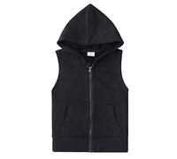 Spring&Gege Gilet con cappuccio senza maniche da ragazzo, con zip integrale, basic, con tasche, 9-10 Years