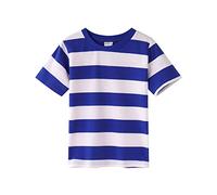 Spring&Gege - Maglietta a maniche corte per ragazzi con scollo tondo a righe, in cotone per bambini, 5-6 Anni