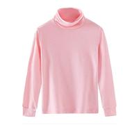 Spring & Gege Ragazza Tinta Unita Dolcevita Top a Maniche Lunga Cotone con Collo Alto Basico Maglia Termica per Bambine Rosa 9-10 Anni