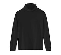 Spring & Gege Ragazza Tinta Unita Dolcevita Top a Maniche Lunga Shirt Cotone con Collo Alto Basico Maglia Termica per Bambine Nero 9-10 Anni