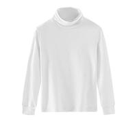 Spring & Gege Ragazza Tinta Unita Dolcevita Top a Maniche Lunga Shirt Cotone con Collo Alto Basico Maglia Termica per Bambine Bianco 9-10 Anni