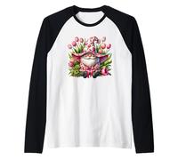 Spring GNOME with Tulip Patterns for Women Girls Cute Flower Maglia con Maniche Raglan