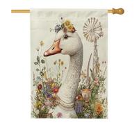 Spring Goose - Bandiera per casa di pollame, 71 x 101 cm, double-face, decorativa per esterni, per fattoria, campagna, animali da cortile, bandiera per la casa, fattoria con fiori selvatici per