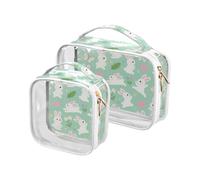 Spring Green Cute Rabbits Kit di articoli da toeletta da viaggio TSA approvato impermeabile borsa per il trucco da viaggio essenziale per la rasatura