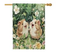 Spring Guinea pig Front Yard Backyard House Bandiere 28x40 Double Face per esterni, graziose bandiere floreali per la casa, bandiera animale portico casa
