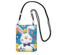 Spring Happy Easter Holiday Print Borsa a tracolla da donna, mini portafogli per telefono, grazioso portafoglio per telefono, regalo per escursioni e viaggi, Nero , Taglia unica