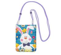 Spring Happy Easter Holiday Print Borsa a tracolla da donna, mini portafogli per telefono, grazioso portafoglio per telefono, regalo per escursioni e viaggi, Viola, Taglia unica