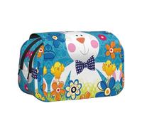 Spring Happy Easter Holiday Print Pencil Case Canvas Pen Pencil Pouch Large Capacity Organizer Multifunzionale Pencil Bag