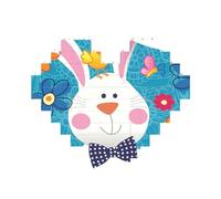 Spring Happy Rabbit Holiday Puzzle stampato 10,8 x 12,8 cm, puzzle a forma di cuore impegnativo gioco per adulti, divertente decorazione decorativa da parete