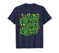 Spring Has Sprung - Scritta Floreale a Mano con Fiori da Giardino Maglietta