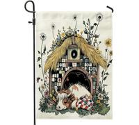Spring Highland - Bandiere da giardino con mucca, 30,5 x 45,7 cm, double face, decorazione per esterni, divertente bandiera per casa con animali e fiori, in tela, motivo: fiori selvatici