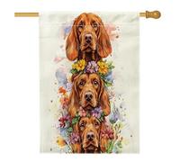 Spring Irish Setter Dog Front Yard Backyard House Bandiere 28 x 40 su entrambi i lati per esterni, divertenti bandiere floreali per la casa, bandiera per portico per animali domestici