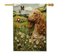 Spring Irish Setter Dog Front Yard Backyard House Bandiere in iuta 28 x 40 cm su entrambi i lati per esterni, novità fiori floreali per la casa, bandiera per portico domestico