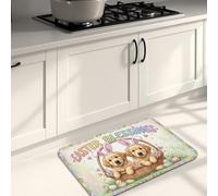 Spring Joy - Tappetino da cucina per pavimento, decorazione pasquale con cuccioli, morbido, imbottito, lavabile, antiscivolo, per lavelli da cucina, lavanderia, 40,6 x 61 cm