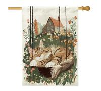 Spring Maine Coons - Bandiere per la casa dei gatti, 71 x 101 cm, double-face, per esterni, altalena per casale, gattino, tela verticale, bandiera per la casa, divertente bandiera per animali